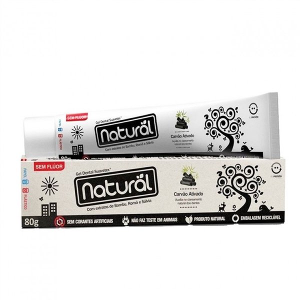 Creme Dental Carvão Ativado — Natural, 80 g